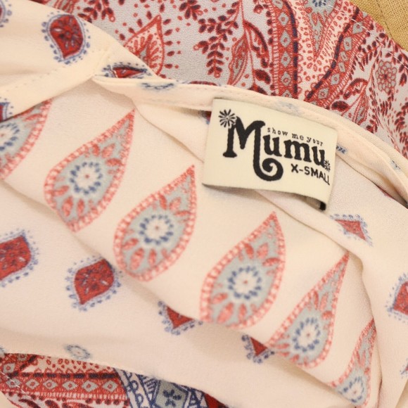 Show Me Your Mumu Walter V-Back Tank XS Mock Printed Cutout Top Ivory EUC B9 - Picture 7 of 7